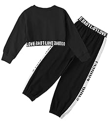 Teen Girls Black Outfits, 2 Pieces Kids Black Long