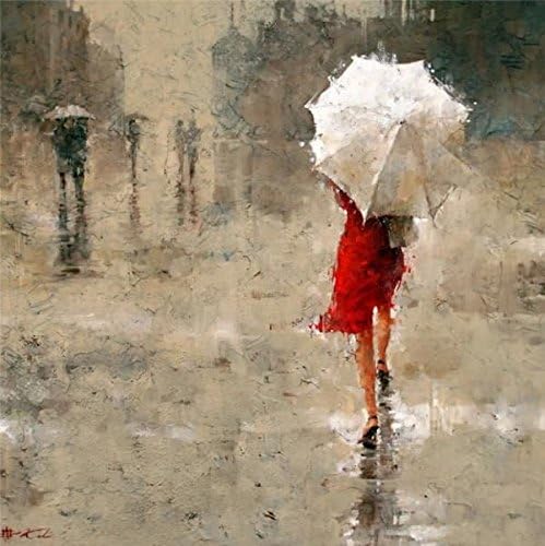 NDArtStore NX:36 Umbrella red dress girl Wall Art Paintings for Wall Decorations Home Decorations (16x20inch)