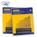 COMOWARE Titanium Twist Drill Bit Set - 13 Pcs Hex Shank High Speed Steel for Steel Wood Plastic Aluminum Alloy, 1/16"-1/4", 2pack