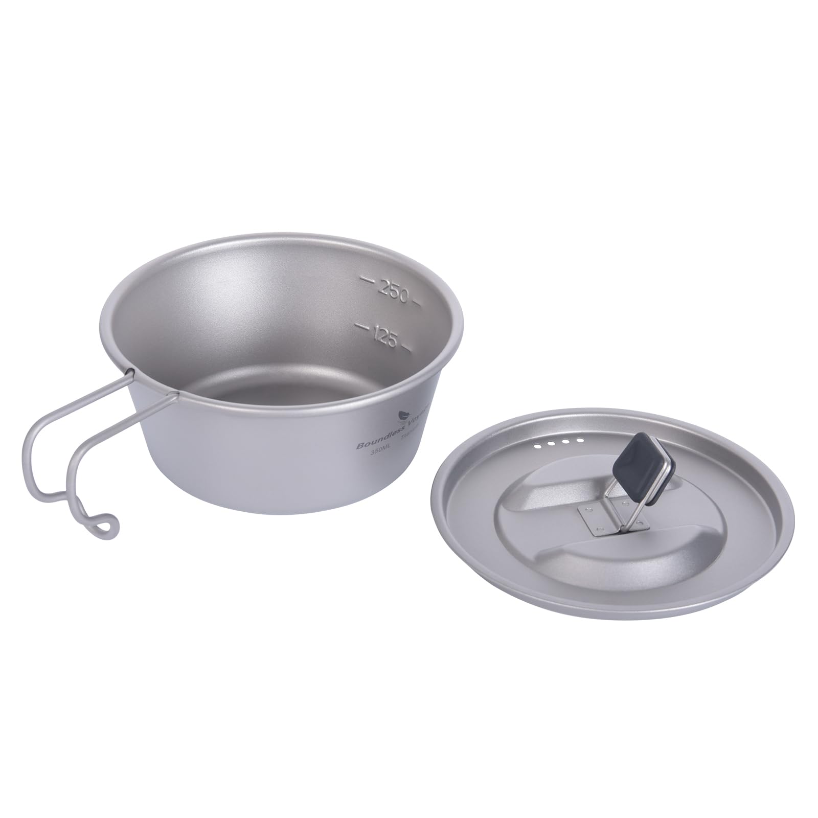 iBasingo 100% Pure Titanium Camping Bowl with Lid 350ml Ultralight Non-Toxic & Odourless Bowl with Hanging Handle for Backpacking, Hiking & Mountaineering Ti1097T