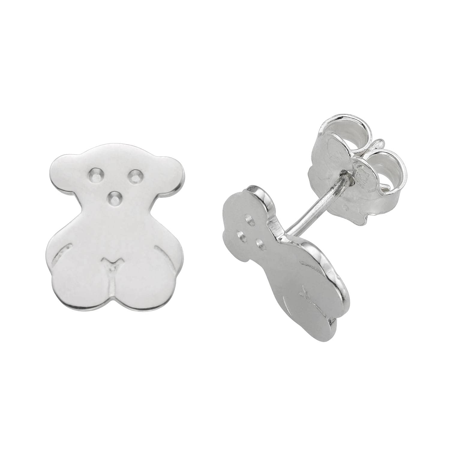 TOUS Sterling Silver Earrings for Girls with Snap Closure, Size 0.65 x 0.85 cm, Simplicity and Elegance, ALL Bear Collection