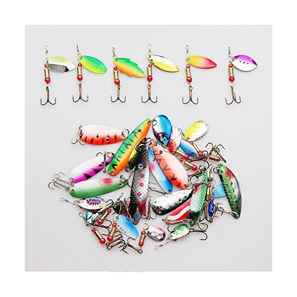 Shaddock-Fishing–30-Pack-Assorted-Colorful-Feather-Meatl-Casting-Fishing-Spinner-Baits-Spoon-Fishing-Lures-Fish-Hooks-Tackle-for-Northern-Pike-Salmon-Walleye-and-Largemouth-Bass
