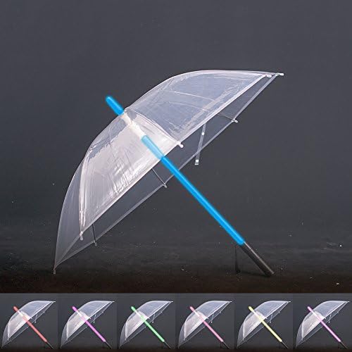 artSew Transparent Lightsaber Umbrella FlashLight in the Easy Grip Handle Golf Umbrellas Sword Light up Changing on the Shaft Built in Torch at Bottom (Transparent No backpack)