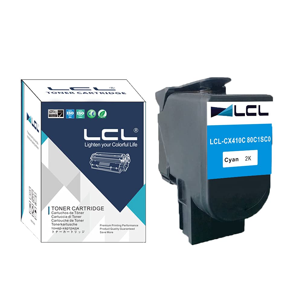 LCL 802SC Cyan Toner Cartridge Replacement for Lexmark 800S2 80C2SC0 80C20C0 80C2SCE 802C for Lexmark CX310 CX310N CX310DN CX410 CX410E CX410DE CX410DTE CX510 CX510DE CX510DHE CX51010DTHE (1 Pack)