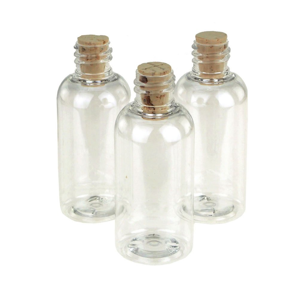 Plastic Pet Corked Jar Bottles, Boston, 3-Inch, 12-Pack