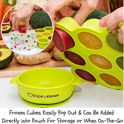 Baby Food Freezer Trays & Reusable Food Pouches | Baby Food Storage Pouch Perfect for Serving Homemade Healthy Smoothies & Purees | Easy Clean & Saves Money | Better for Babies Toddler & Environment