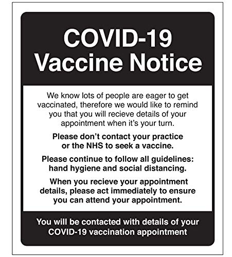 COVID-19 Vaccine Notice - Advice and guidance - SAV Label - 200x200mm