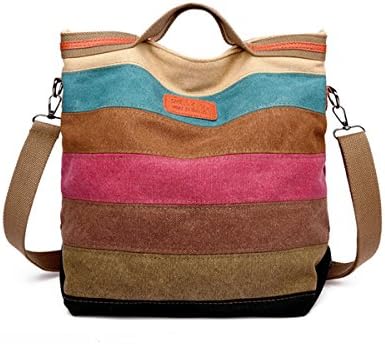 Defeng Women's Canvas Bag Striped Tote Bags Hobos Shoulder Bag Handbag