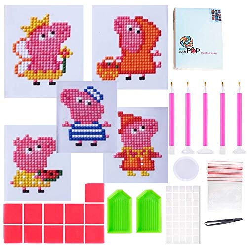 Geenber 5D Diamond Painting Kits for Kids DIY Diamond Dot Kits Drawing Tools Crystal Mosaic Sticker by Numbers Kits Arts and Crafts Set for Children