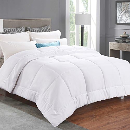 Sheltin White Down Alternative Quilted Comforter with Corner Tabs , Duvet Insert, Hypoallergenic, Plush Microfiber Fill, Flurry, Warm, and Soft, Machine Washable, All-season.King