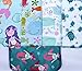 1 Ply Printed Flannel Washable, Mermaid and Friends Set Napkins 8x8 inches 5 Pack - Little Wipes (R) Flannel
