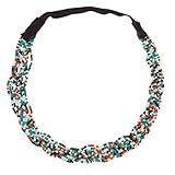 Lux Accessories Multi Color Beaded Color Stretch Coachelle Headband Head Band