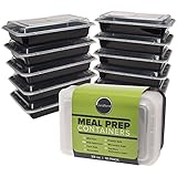 Meal Prep Containers with Lids, 10-Pack BPA Free Food Storage Container Microwaveable Dishwasher & Freezer Safe Black Plastic Bento Lunch Boxes, Reusable Portion Control - DuraHome (1 Compartment)