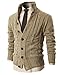 H2H Mens HIGH Neck Twisted Knit Cardigan Sweater with Button Details Ivory US L/Asia XL (KMOCAL020)