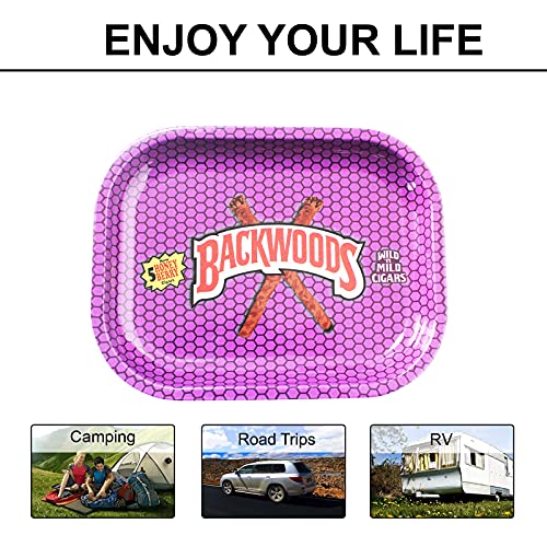 FANVA Rolling Tray with Magnetic Lid - Mini Metal Rolling Tray with Spill Proof Cover - Cute Decorative Tray - Perfect Storage for Home or On-The-Go-Small Size - 7\