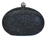 Chicastic Black Rhinestone Crystal Minaudiere Hard Mini Wedding Cocktail Evening Clutch Bag