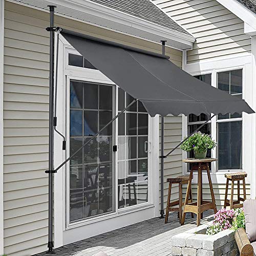 XIAO&WEICHENG Versenkbarer Sonnenschirm Mit Rahmen 350 X 120 X 200-300 cm Markise Grau – Bild 3