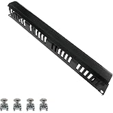 1 Pcak 1U 19'' Cable Manager 24 Slot Horizontal Rack Mount Wire Management | For 19&rdquo; Server Rack or Cabinet Management Metal Finger Duct Wire Organizer with Cover and Mounting Screws