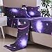 YOU SA Moon and Stars Print Bed Sheet Set 3D Blue Galaxy Bedding Collections (Full,01)