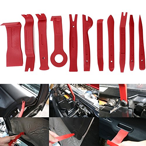 Gigamax(TM) 11Pcs Auto Car Radio Panel Interior Door Clip Panel Pry Tool Trim Dashboard Removal Opening Tool Set Diy Car Repair Tool Pry Kit [ Red ]