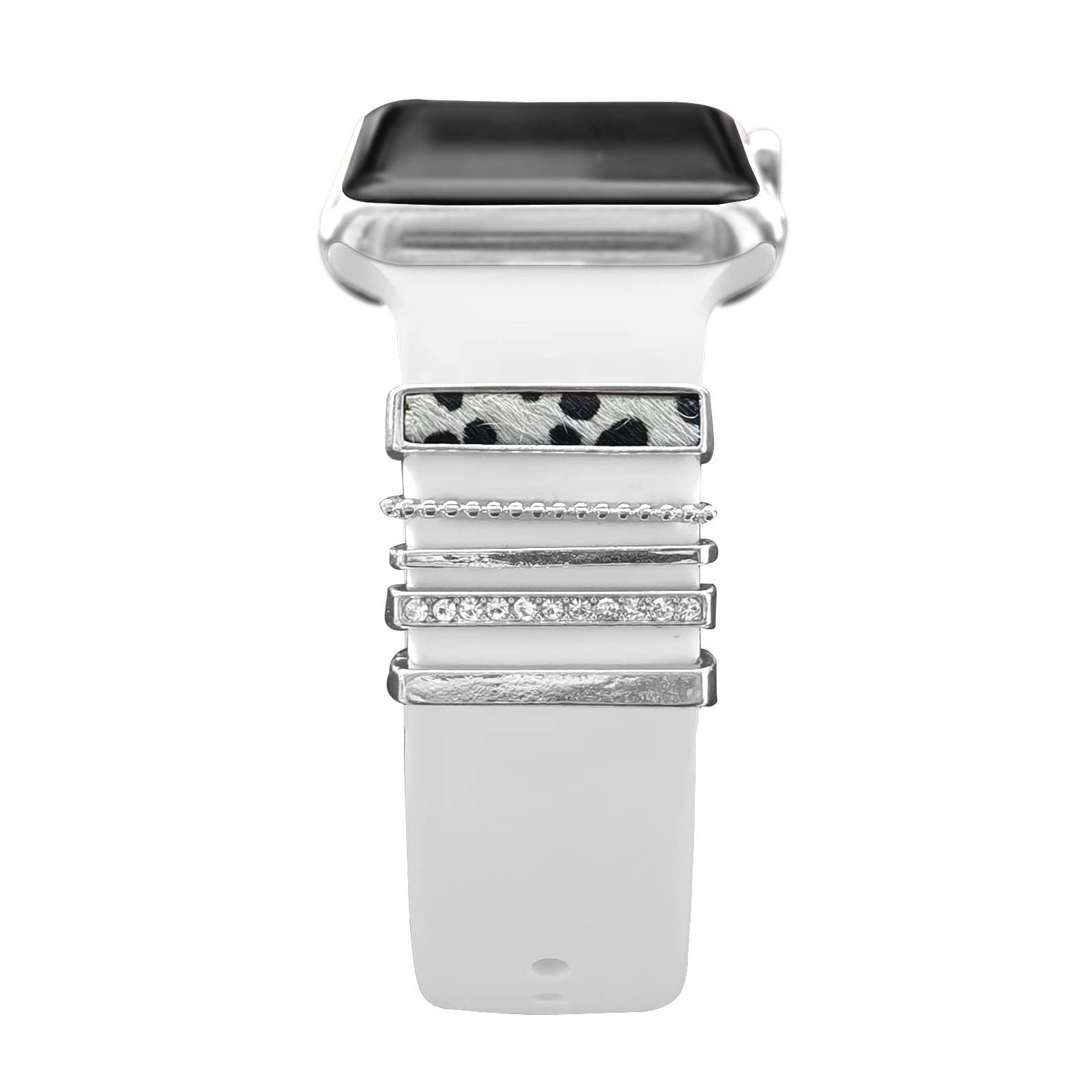 5Pcs Charms for Apple Watch Straps 40mm 41mm 38mm 44mm 45mm 42mm 46mm Women,Decorative Ring Loops for iWatch series 10 9 8 7 6 5 4 3 se,Fitbit versa/sense,Galaxy watch Silicone Sport Strap Accessories