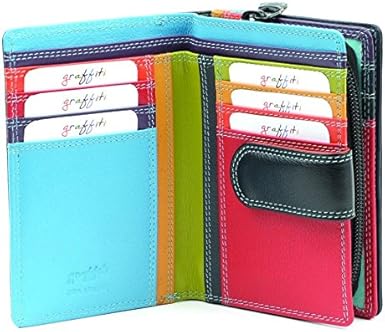 Womens Graffiti Medium Tab Leather Purse Style 7144 Black Tropical Amazon Co Uk Shoes Bags