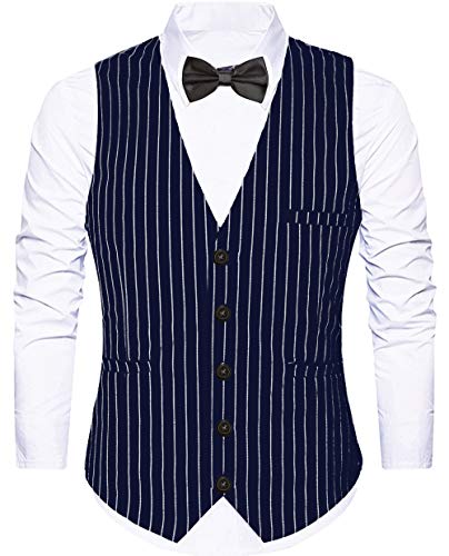 image for EFORLED Mens 1920s Accessories Gangster Stripe Vest Set - Gangster Spa