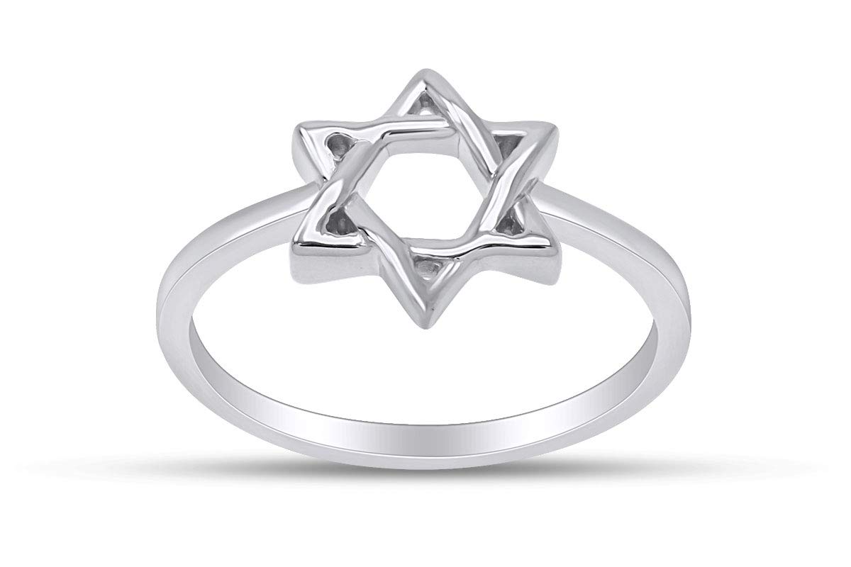 THE JEWEL ZONE Star of David Jewish Magen Hebrew Shield Ring Star Symbol Ring 14k Gold Over Sterling Silver, Yellow,14k Yellow Gold,Sterling Silver,Gold,Silver