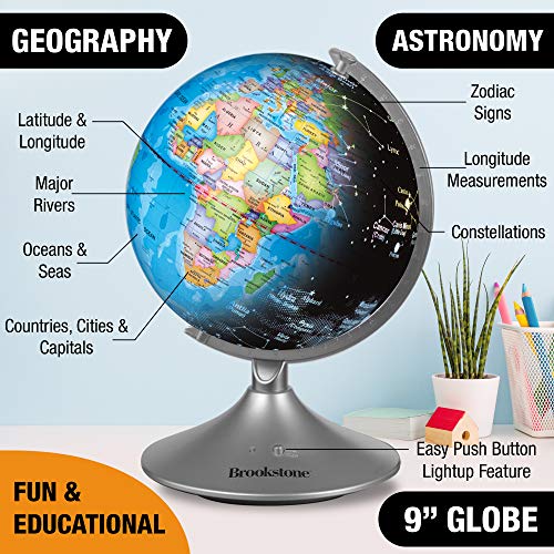 Toys Brookstone Globe for Kids Interactive Light Up World and Constellation Globe Learning
