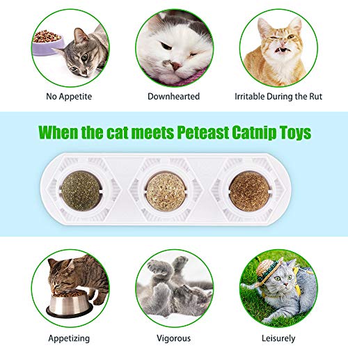 Peteast Catnip Toy, Edible Catnip Ball Safe and Healthy Catnip cat Family Chasing Game Toys, Cleaning Teeth, Protecting The Stomach