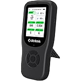 LifeBasis Air Quality Monitor Indoor, 11-in-1 Air Quality Detector with Stand, Real-Time Air Meter Test AQI, PM1.0, PM2.5, PM10, CO2, TVOC, HCHO, Particles, Temperature and Humidity, Dual Alert -Black