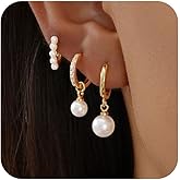 PHXGE Gold Hoop Earrings Set for Women Trendy, 14K Gold Plated Hoops Huggie Earrings Dainty Cartilage Dangle Studs Cubic Zirconia Hypoallergenic Lightweight Jewelry