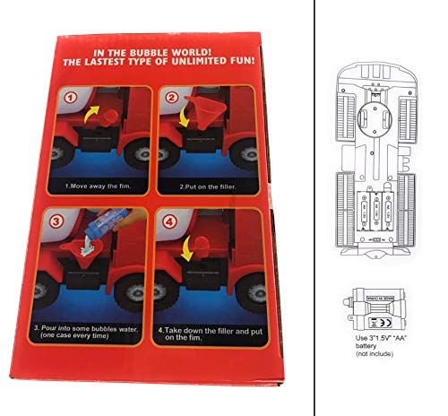 O.B Toys&Gift Bump & Go Bubble Blowing Concrete Mixer Truck Battery Operated Toy w/ Flashing LED Lights , Sounds & Bubble Blowing Action (Colors May Vary)