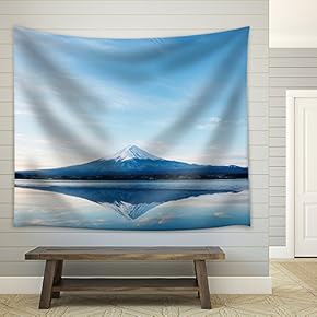 Mount Fuji Being Reflected on a Clear and Steady Lake - Fabric Tapestry, Home Decor - 51x60 inches