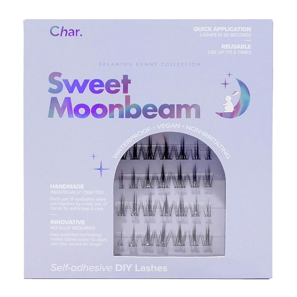 Photo 1 of Char Cosmetics Eye Lashes - Sweatproof, Natural Look False Eyelashes - Reusable Fake Eyelashes for Comfortable Fit - Sweet Moonbeam - 42 pc
