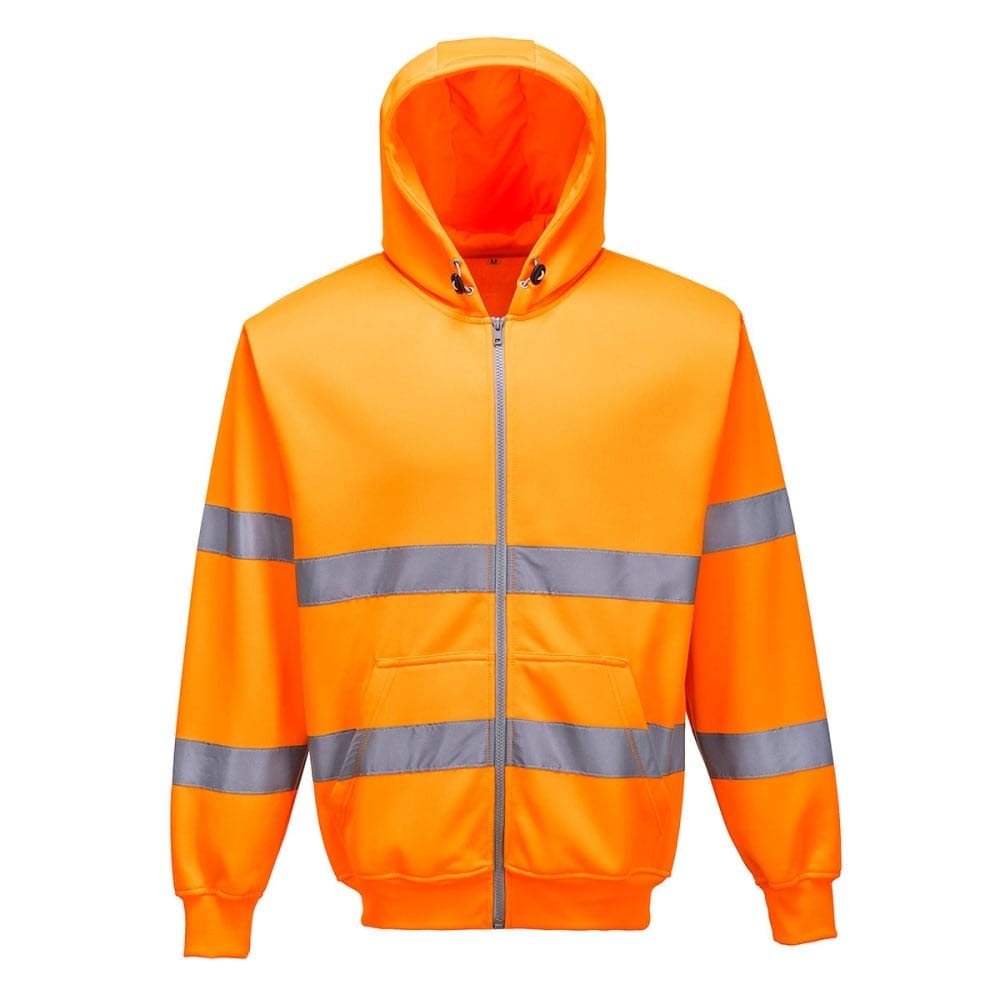 Portwest Hi-Vis Zip Front Hoodie, Size: M, Colour: Orange, B305ORRM