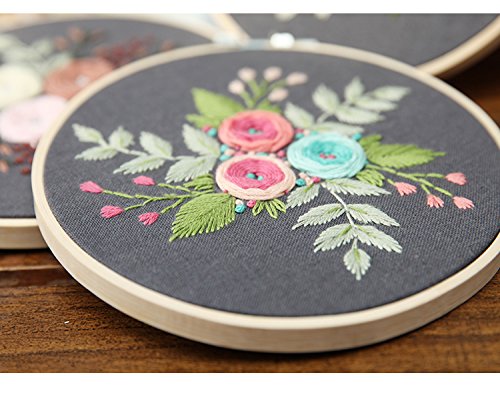 Cross Stitch Stamped Embroidery Kit - Eafior DIY Beginner Counted Starter Cross Stitch Kit for Art Craft Handy Sewing Including Color Pattern Embroidery Cloth,Embroidery Hoop,Color Threads,Tools Kit
