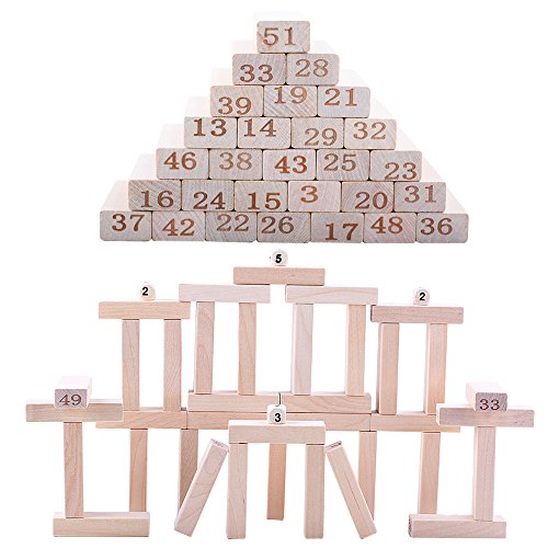 QZM Wooden Stacking Board Games Timber Tower Classic Best Family Fun Educational Games for Kids