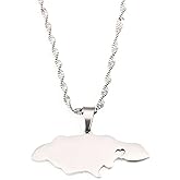 Heart Jamaica Jamaican Map Pendant Necklace for Women Gold Color Jewelry