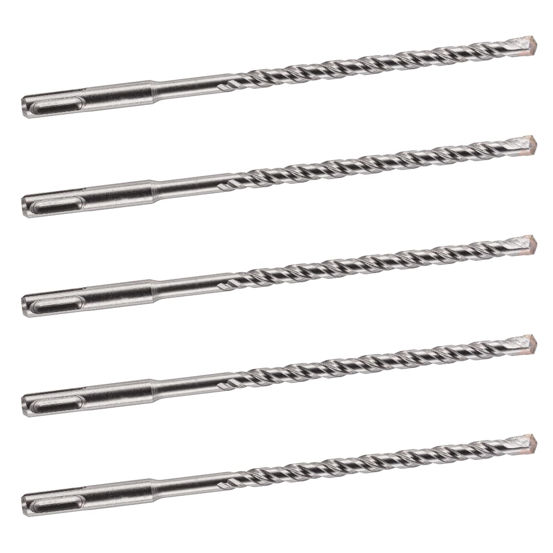 5 PACK OF - 8mm x 210mm LONG SDS + PLUS MASONRY DRILL BIT, TUNGSTEN CARBIDE TIP, FOR STONE CONCRETE BRICK