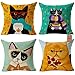 Outgeek Christmas Pillow Case 4 Pack 18 inch Cute Cartoon Cat Decorative Pillow Covers Christmas Decorations for Sofa Bed Throw Pillow (Cartoon cat)