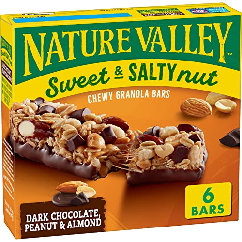 NATURE VALLEY SWEET AND SALTY NUT BARS, DARK CHOCOLATE PEANUT ALMOND, 6 BARS, 7.2 OZ