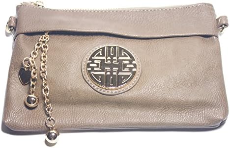 Women's Soft-Feel Leather Wristlet Crossbody Wallet (Taupe)
