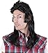 Kangaroo Black Mullet Wigs for Men – 80s Retro Rocker Hair, Shoulder Length Curly Mens Costume Wig for Halloween Cosplay Apparel, Parties and Themed Events Funny Wigs for Women