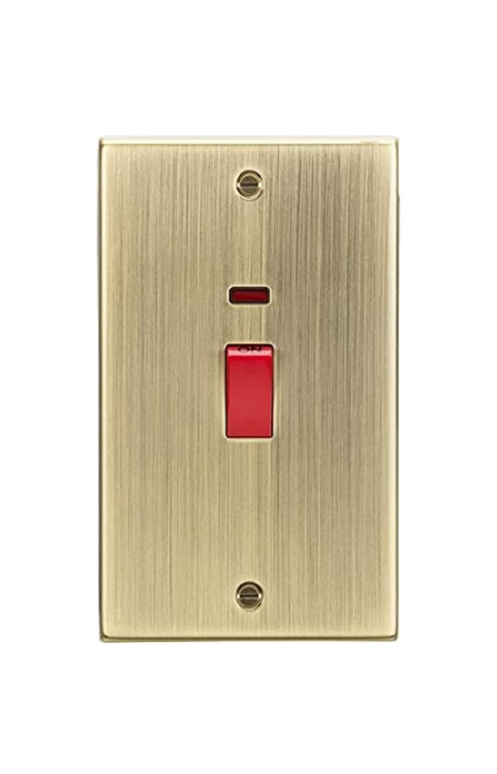 Knightsbridge CS82NAB 45A DP Switch with Neon (double size) - Square Edge Antique Brass