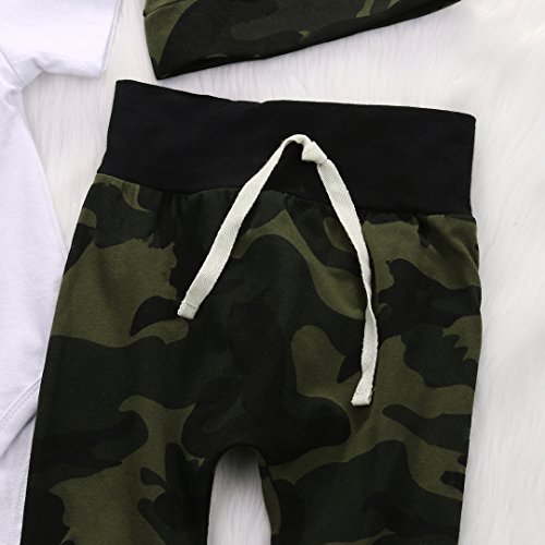 Worth the Wait jongen meisje leger camouflage groene body met lange broek en hoed kleding set van 3 tot 6 maanden baby… - Image 6