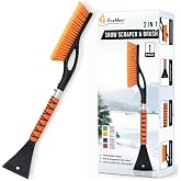 EcoNour 27" Ice Scrapers for Car Windshield, Snow Brush for Car Cleaning | Ice Scraper for Car with EVA Foam Grip, Aluminum Material, Scratch-Free Bristle for Snow Removal, Winter Accessories - 1 Pack