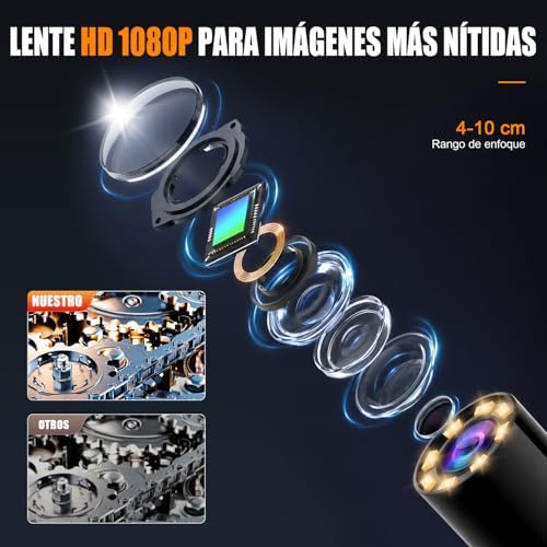 Endoscopio Cámara de Inspección, SKYBASIC Cámara Endoscópica 4.3'' Pantalla IPS HD Cámara Endoscopio IP67 Impermeable con 8 Luces LED, Endoscopio de Cámara de Drenaje de Mano Cable Semi-Rígido-5M