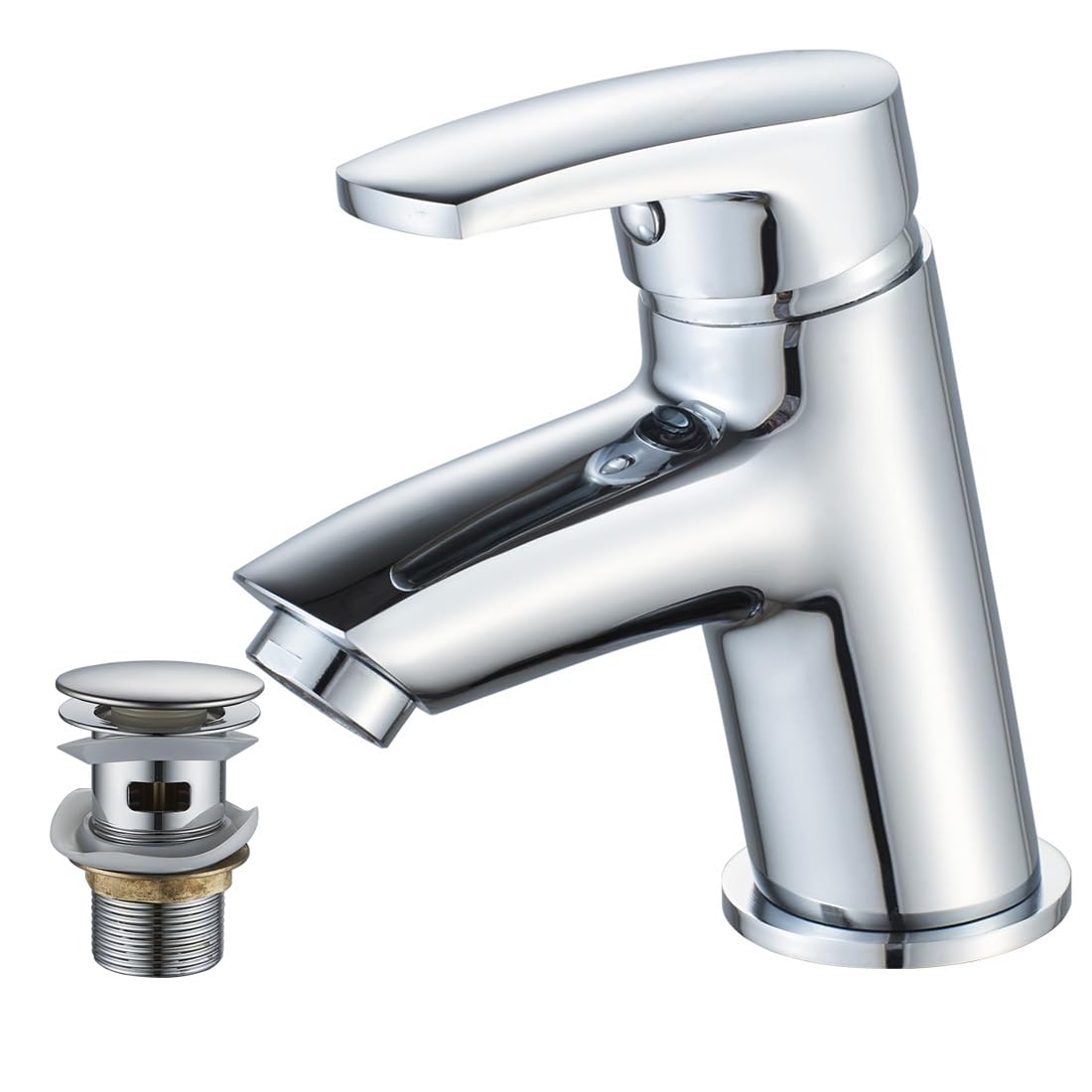 Luckyhome Cloakroom Basin Mixer Tap with Pop up Waste,Hot and Cold Single Lever Basin Sink Mixer Tap
