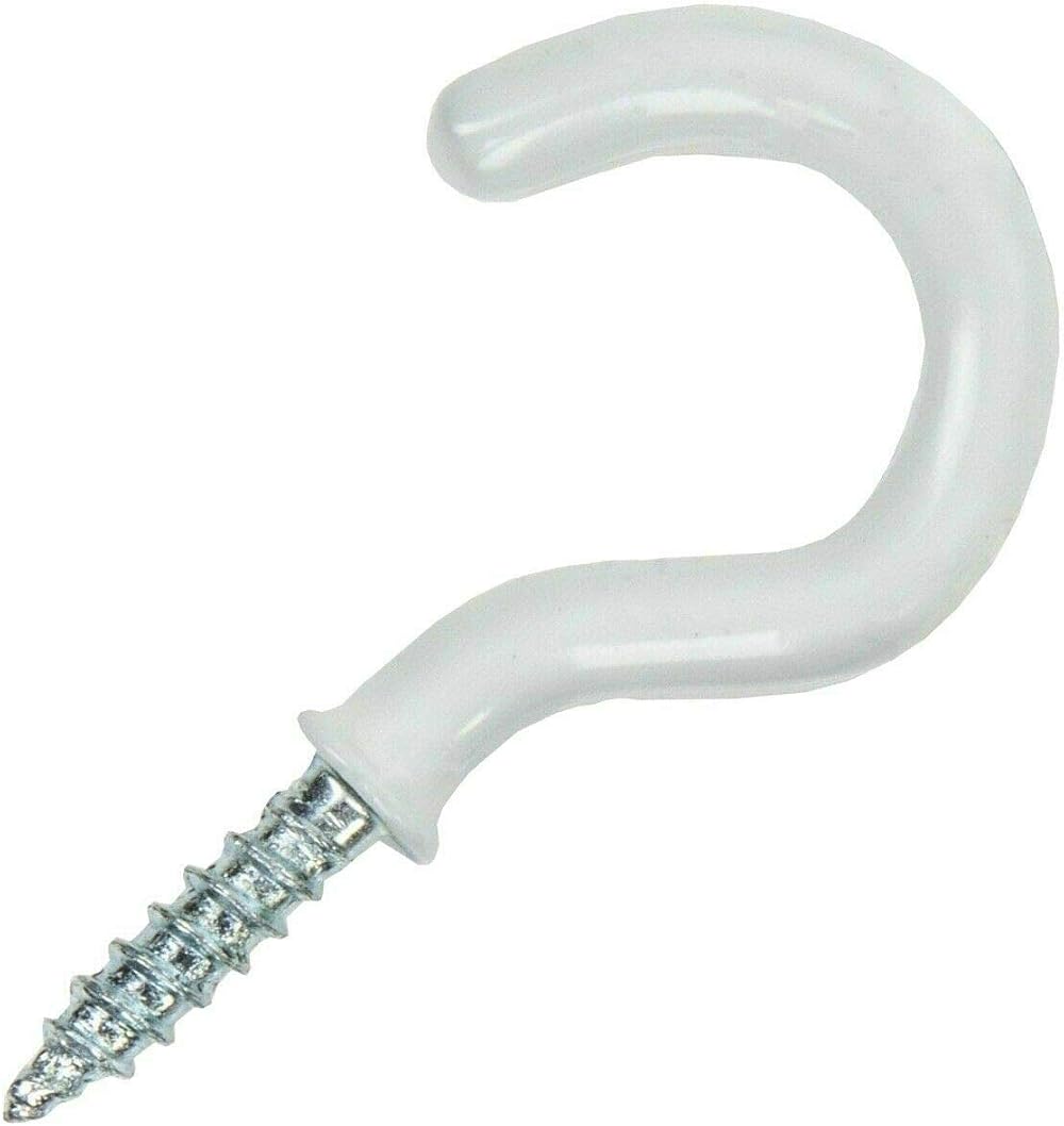 Merriway BH00040 White Plastic Coated Mug Hooks 25mm 25 Pcs For Hanging Cups